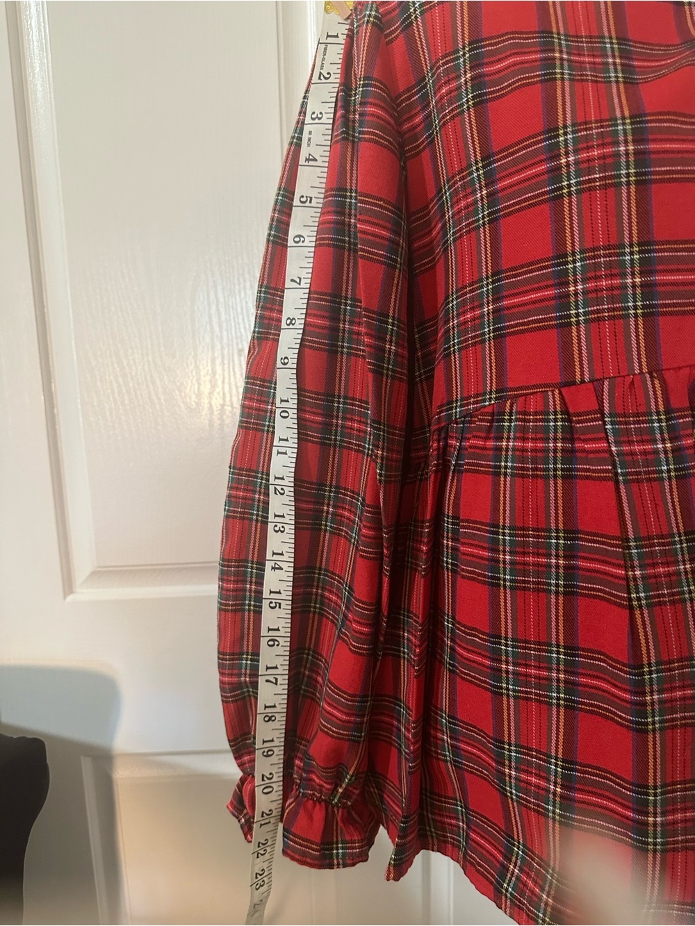 Red Plaid Ruffle-Yoke Top - Picture 2 of 6